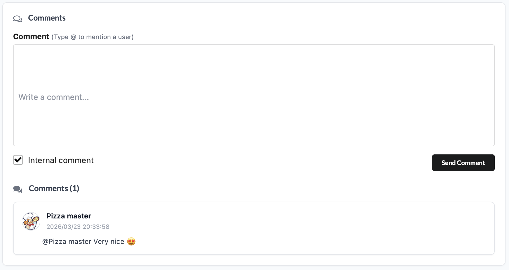Comments collaboration panel